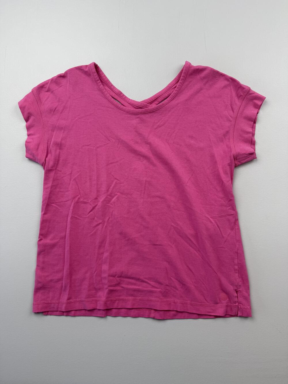 T By Talbots Shirt Womens L Petite Pink Scoop Neck Short Sleeve Basic Top